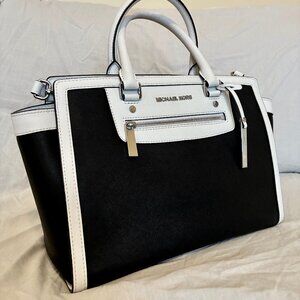 Michael Kors Selma Bag, Large, Black and White Saffiano Leather